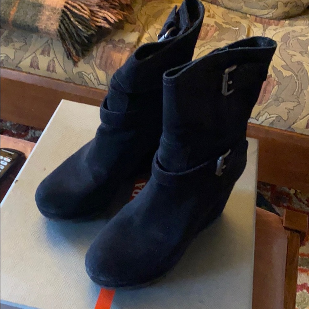 Prada Black Suede Platform Booties